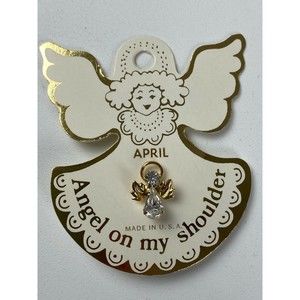 Angel on My Shoulder April Birthstone Lapel Pin NEW